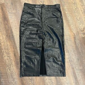 Abercrombie & Fitch Black Faux Leather Midi Skirt